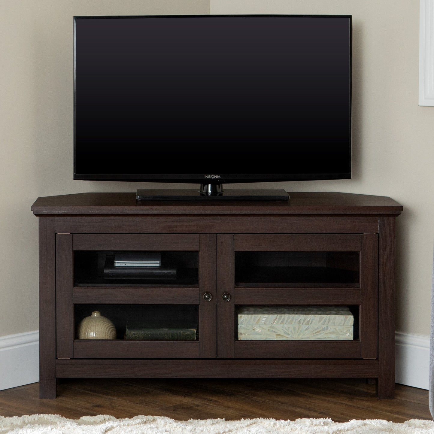 Farmhouse Cordoba 44" Transitional Modern Wood Corner TV Stand