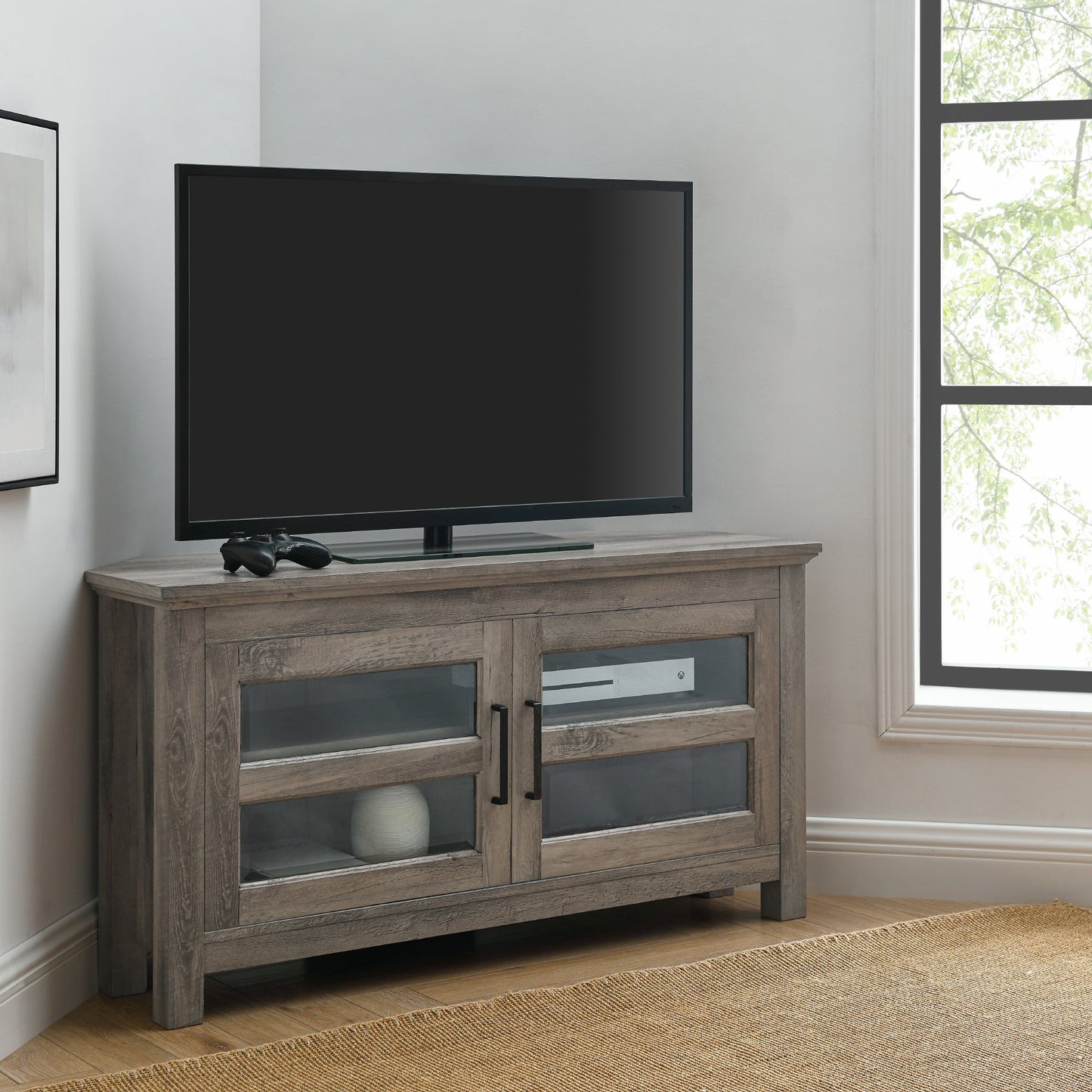 Farmhouse Cordoba 44" Transitional Modern Wood Corner TV Stand