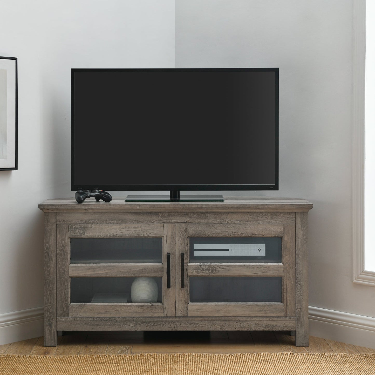 Farmhouse Cordoba 44" Transitional Modern Wood Corner TV Stand