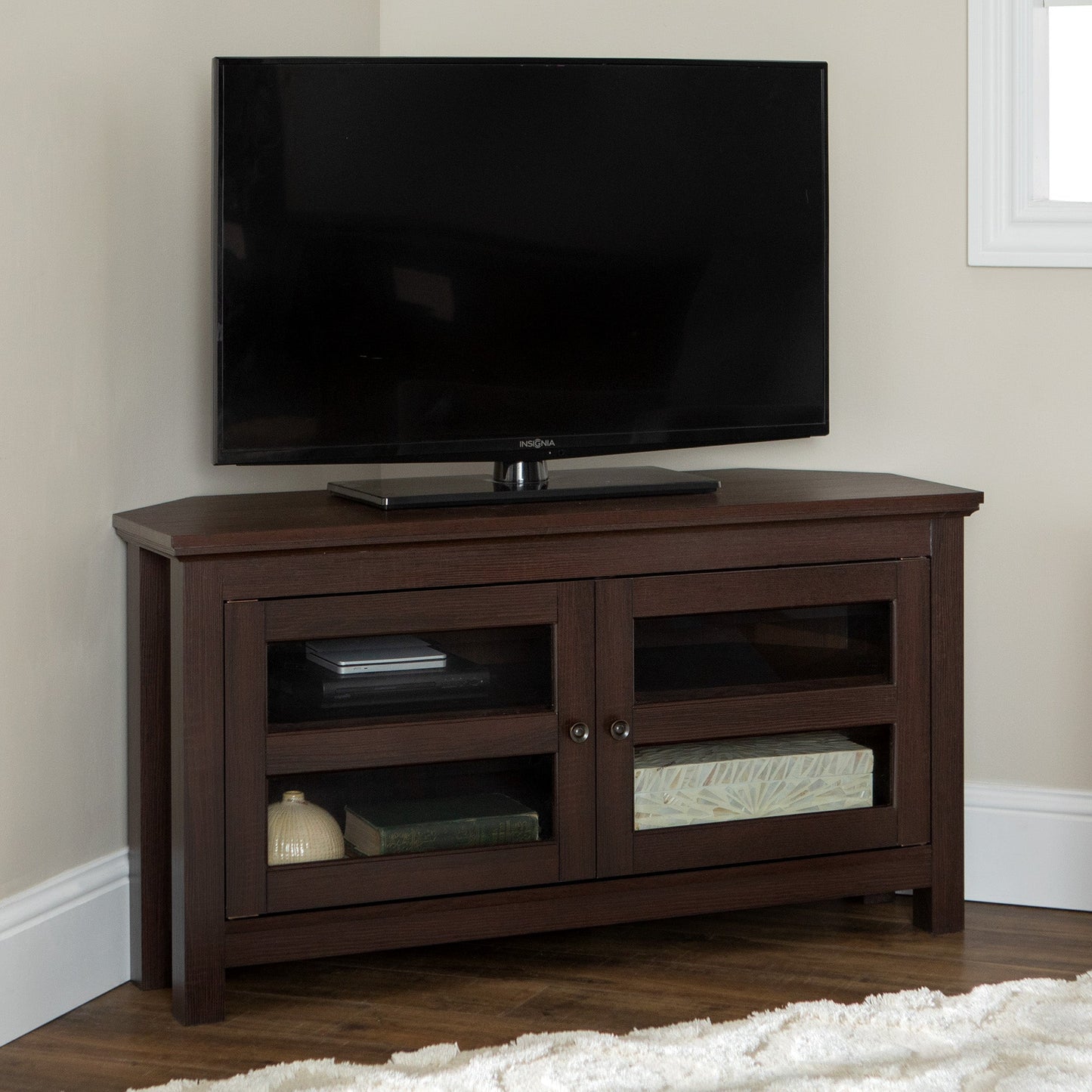 Farmhouse Cordoba 44" Transitional Modern Wood Corner TV Stand